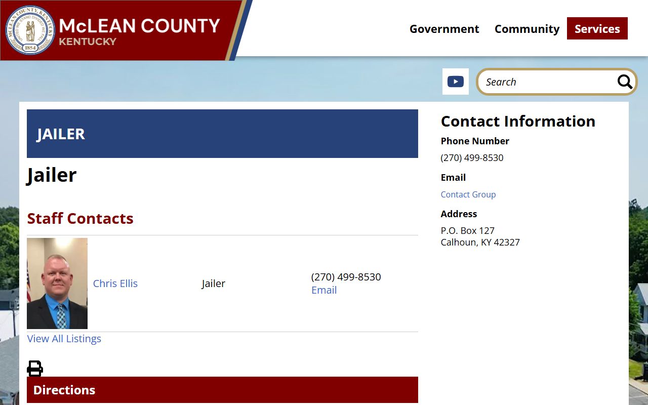 McLean County inmate records jailer office contact page