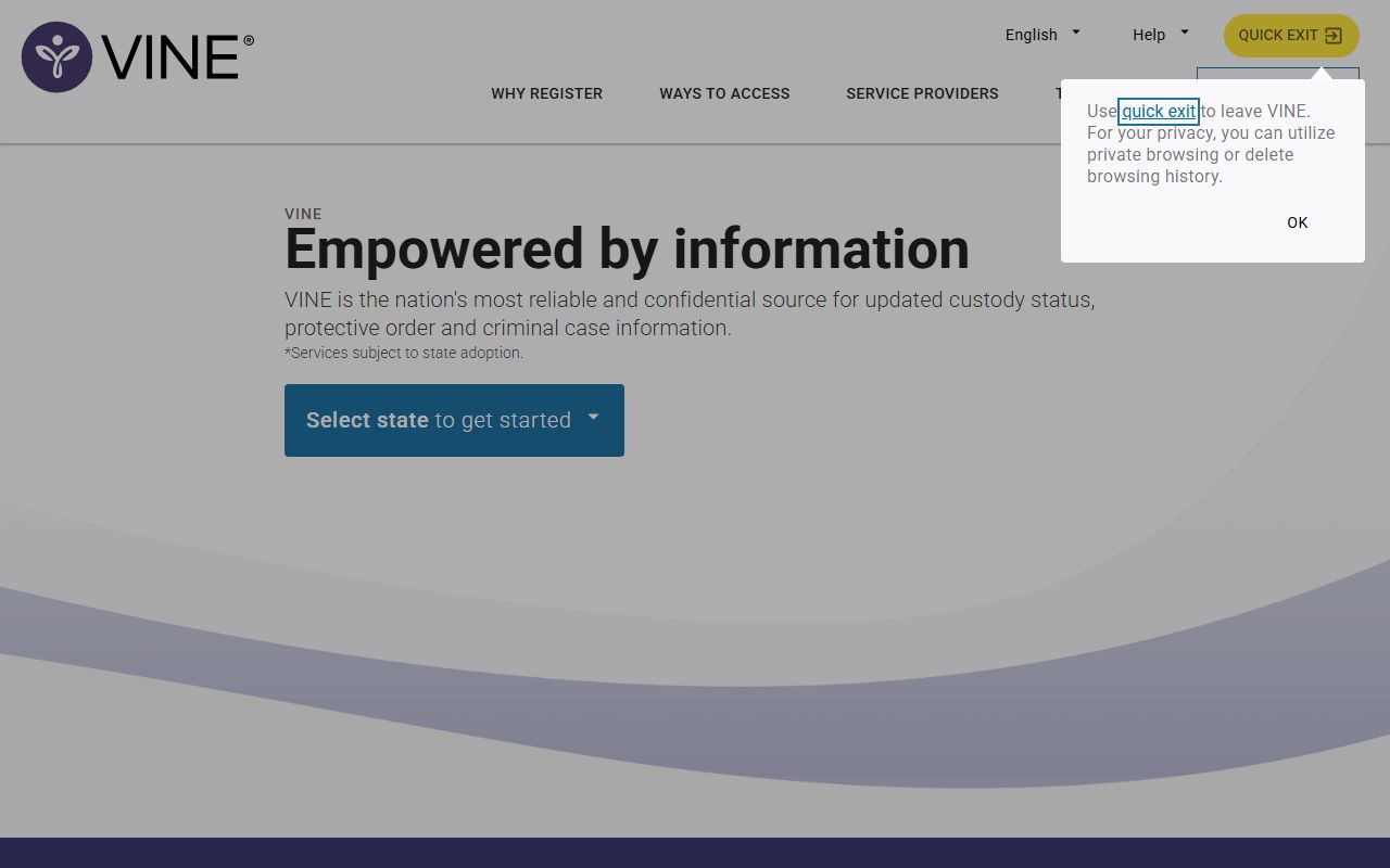 VINELink custody notification service for McLean County inmate population searches
